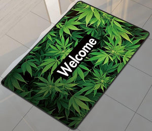 Welcome Pot Leaves Floor Mat
